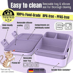 BEARFOOT Bento Box Compact, BPA-Free Children's Lunch Box for School & Nursery, Leak-Proof Lunch Box for Girls and Boys, Practical, Lightweight and Compact (Mermaid Purple, 4 Cups)