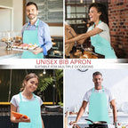 Utopia Kitchen 2 Pack Bib Apron, Adjustable with 2 Pockets, Water and Oil Resistant, Cooking Kitchen Chef Apron for Women Men