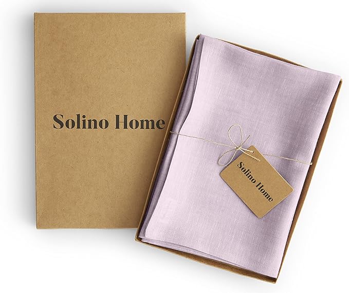 Solino Home Linen Cloth Napkins Set of 4-100% Pure Linen Chambray Lavender Dinner Napkins 20 x 20 Inch - Athena, Handcrafted and Machine Washable - Holiday, Valentines