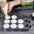 Muffin Pan for Baking, Nonstick Cupcake Tin 12 Cup, 2 Pack Cup Cake Tray, Premium Cheesecake Pans, Dishwasher Safe- Carbon Steel