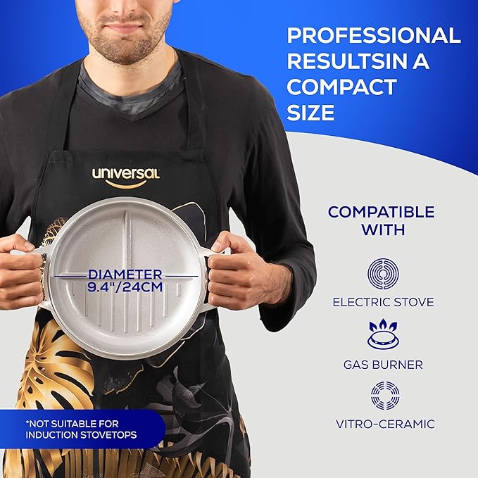 Universal 2-in-1 Caldero (9.4 inch/24 cm), Versatile Dutch Oven Pot with Lid, Premium Cast Aluminum with Dual-Function Lid for Searing Meats, Compact Pots for Stews & Rice