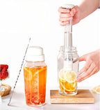 Cocktail Shaker Set-19 oz Glass Martini Shaker with Built-in Strainer，Muddler with Measuring Jigger and Stainless Steel Mixing Spoon, Home Bartender Kit Bar Tool for Margaritas Making, Drinks Mixing