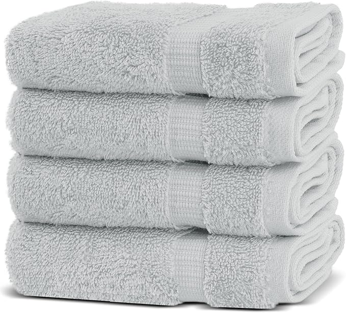 Chakir Turkish Linens | Hotel & Spa Quality 100% Cotton Premium Turkish Towels | Soft & Absorbent (4-Piece Washcloths, Silver Gray)