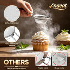 Anaeat Fine Mesh Strainers - Premium Stainless Steel Colander Sieve Sifters, with Durable Mesh and Sturdy Handle, Excellent for Sifting Dry ingredients, Flour, Pastas, Rice, Tea (8.67"）
