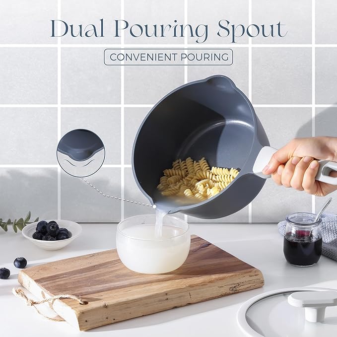 PRICUSIS Ceramic Pots and Pans Set Nonstick, 21Pcs Nontoxic Induction Cookware Set, 100% Dishwasher Safe, Stay Cool Handle, Fully Coated, PTFE PFOA & PFAS Free (Blueberry Gray）