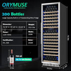 200 Bottle Dual Zone Wine Fridge - 24 Inch Large Wine Cooler Refrigerator, Freestanding and Built-in Design, Upgraded Compressor Cooling, Intelligent Temperature Memory