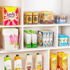 YIHONG 10 Pack Clear Pantry Organizer Bins, Plastic Containers with Handle for Kitchen,Freezer,Cabinet,Closet,Bathroom Under Sink Storage