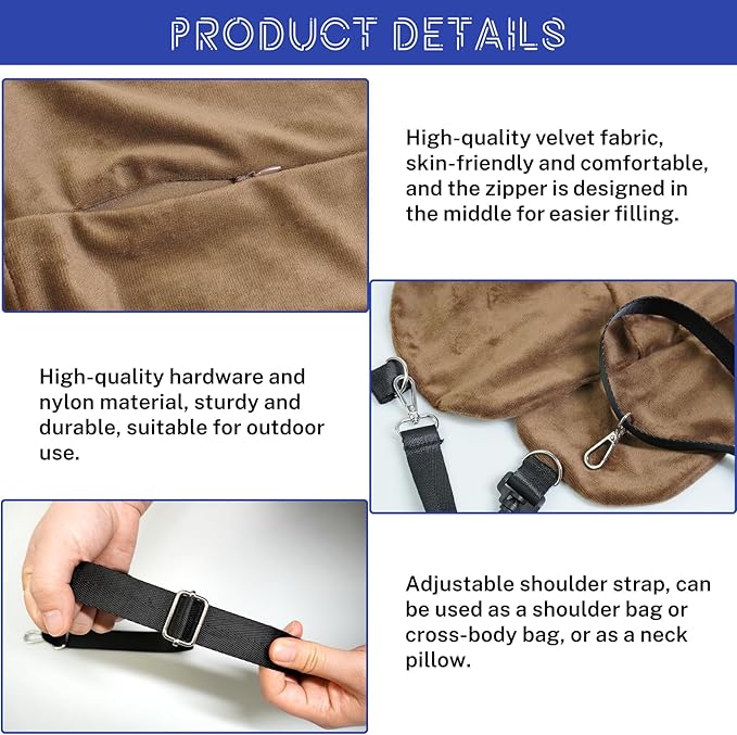1/2PCS Travel Pillow Stuffable with Clothes As Carry-On Luggage Fits Up to 3 Days of Travel Essentials, Multifunctional U-Shaped Pillowcase for Business, Trip, Outdoor (2PCS-Brown)