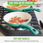GreenLife Non Stick Fry Pan Set 7" & 10", Non-Toxic PFAS-Free Ceramic Skillet, Dishwasher & Oven Safe, Egg Omelet Frying Pan, Stay- Cool Handles, Kitchen Home Cooking Essentials, Turquoise (Pack of 2)