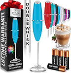 Zulay Kitchen Whisk Milk Frother with 4 Duracell Batteries - Powerful Handheld Foam Maker for Coffee, Lattes, Matcha, Hot Chocolate & Cappuccinos - Whip Creamy Froth in Seconds