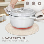 13" Round Placemats Set of 8, Reversible Faux Leather Heat Resistant Table Mats, 100% Waterproof Oilproof Wipeable Table Protective Placemats for Vinyl, Washable for Indoor & Outdoor Use (8, Beige)