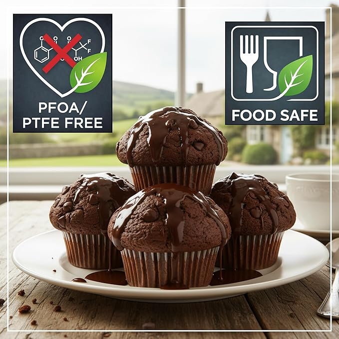 Wrenbury Jumbo Muffin Pan 6 Cup - Nonstick XL Deep Muffin Pan for Baking 4" Cup - Oversized Extra Large Cupcake Mold - Dishwasher Safe - PTFE Free - 446°F Oven Safe