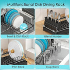 ANTOPY Dish Drying Rack in Sink, Expandable Rustproof Dish Rack for Kitchen Counter, Over The Sink Dish Drainer with Utensil Holder, Cup Rack, Drainboard, Space Saving Dish Dryer Rack for Inside Sink