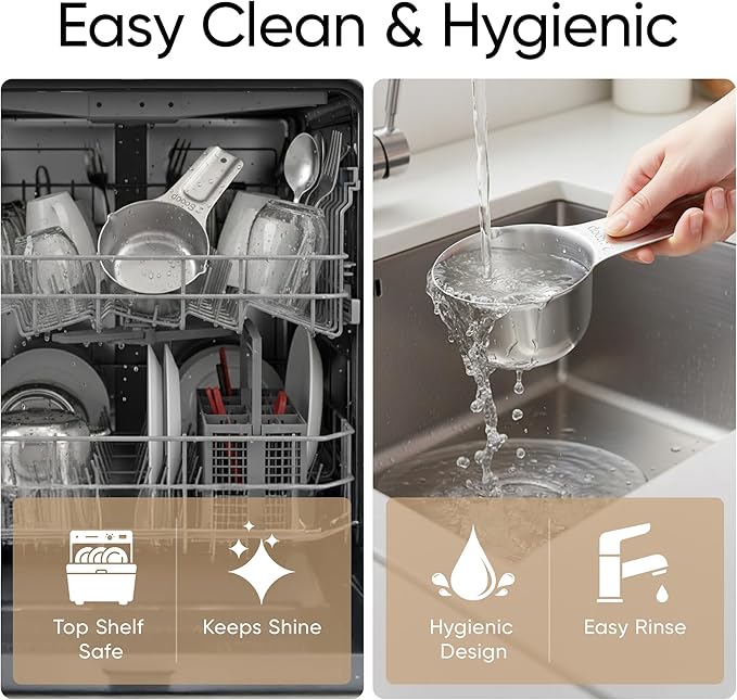 Color Up 2 Scoop (2 Cup / 480 ml) Stainless Steel Pet Food Measuring Scoop for Dogs, Cats, Rabbits & Birds – Dual Pour Spouts, Ergonomic Handle, Dishwasher Safe