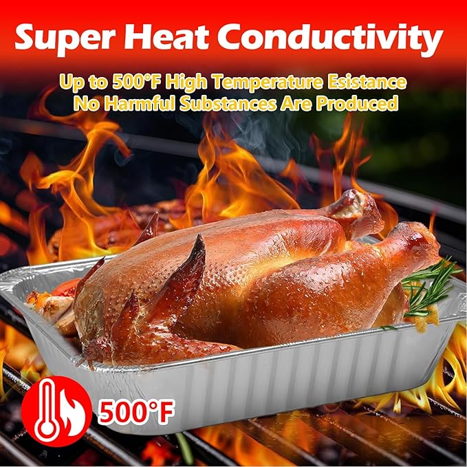 9x13 Aluminum Foil Pans, 30 Pack Disposable Trays Half Size Heavy Duty Tin Pans Deep Food Containers For Cooking, Meal Prep, Baking, Roasting, Chafing, Heating or Steam Table
