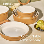 Carote 20pcs Ceramic Cookware Set with Detachable Handles, Pots and Pans Set Non Stick, RV Kitchen Cooking Pot and Pan, Dishwasher Safe, Non-toxic Induction Cookware PFAS and PFOA Free,Orange