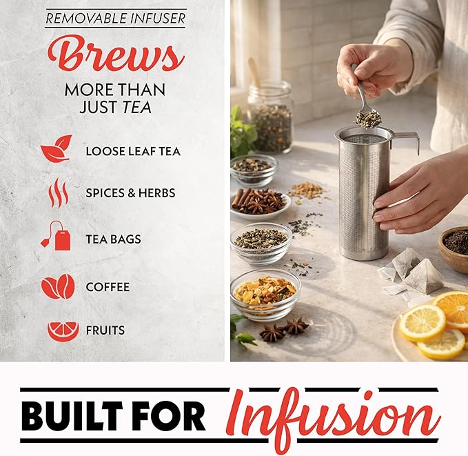 Gourmia Electric Glass Kettle – 1.7L Programmable Tea & Coffee Brewer with Digital Touch Display, 6 Presets, Removable Stainless Steel Infuser, Cordless with 360° Swivel Base, Black