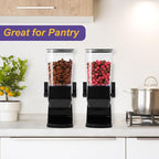 Cereal Dispenser Countertop 1 Pack, Dry Food Dispenser Snack Organizer, Slim Cereal Containers Storage Dispenser with Lids for Pantry, Kitchen Organization Oatmeal Nut Granola Candy, Black