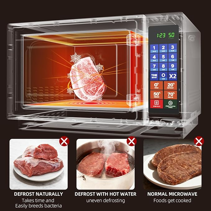 CROSSON Commercial Countertop 34L Microwave Oven W/ 10 Programmable Memory Menu,5 Power Level,3 Stage Cooking and Touch Screen Control-1000W,1.2 Cu.Ft