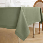 Solino Home Linen Tablecloth 60 x 108 Inch - 100% Pure Linen Oil Green Table Cloth for Rectangle Tables - Fete, Machine Washable Tablecloth for Christmas, New Year