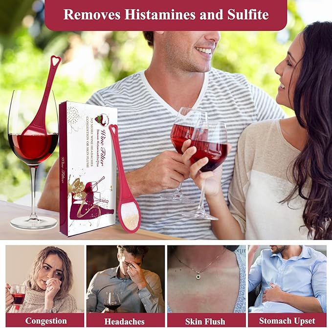 Clerona Wine Filters, the Wine Purifier, Sulfite and Histamines Remover - Naturally Eliminate Allergies & Sensitivities (Pack of 4)