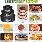 Vakoo 4+7+9 Inch Springform Pan - Nonstick, Leakproof Cheesecake Pan for Baking, Easy Release, No Parchment Paper Needed, Set of 3
