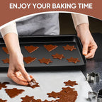 E-far Baking Sheet Set of 2, 16" x 12" x 1" Large Cookie Sheet Pan for Baking, Nonstick Carbon Steel Baking Trays for Oven, Heat-Resistant & Easy Clean, Black