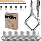 80 Pcs 304 Stainless Steel Eye Screw Hooks for Hanging Heavy Duty.Windproof Ceiling Hooks for Hanging Plants,Cup,Wind Chime,Bird Feeders,Christmas String Lights at Indoor&Outdoor 2.2 Inch