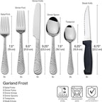 Pfaltzgraff Garland Frost 53-Piece Stainless Steel Flatware Serving Utensil Set and Steak Knives, Service for 8 (Pack of 2)