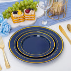 NOCCUR 200PCS Navy Blue Plastic Plates for 100 Guests - Include 100PCS 10" Dinner/ 100PCS 7" Dessert Disposable Plates Heavy Duty - Ideal for Party/Christmas/Hanukkah