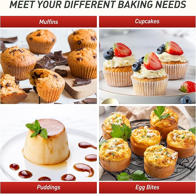 Socisen 2 Pack 24 Cups Silicone Mini Muffin Pan with Metal Reinforced Frame Silicone Molds Cupcake Cake Baking Cheesecake Pans Cookie Baking Chocoflan Cupcake Mold Mini Bundt Cake Pan Women Gift