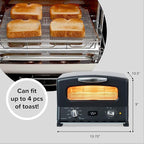 Countertop Toaster Oven, Compact Kitchen Appliance with Graphite Heating Technology, Black