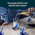 Libbey Blue Ribbon 16 Piece Tumbler and Rocks Glass Set, Infused Blue Ribbon Drinkware Glasses Set, Artisan Inspired Four-Dimple Shaped Rock Glasses, Dishwasher Safe Tumbler Glasses Set