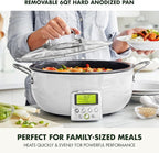 GreenPan Elite Essential Smart Electric 6QT Skillet Pot,Sear Saute Stir-Fry and Cook Rice, Healthy Ceramic Nonstick and Dishwasher Safe Parts, Easy-to-use LED Display, PFAS-Free, Cream White