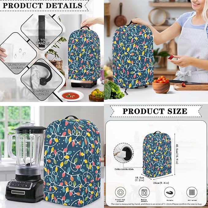 String Lights Blender Slow Cooker and Toaster Cover 2 Slice Machine Washable Kitchen Christmas Decor for Stand Mixer, Coffee Maker & Microwave Anti Dust 3PCS