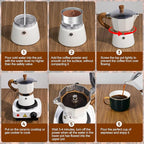 2-in-1 Moka Pot Espresso Set with Electric Stove 3 Cup Aluminum Stovetop Coffee Maker Percolator Italian Classic Mocha Coffee Machine for Italian and Cuban Cafe Brewing Portable Camping Travel