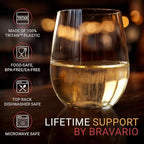 Bravario Unbreakable Stemless Plastic Wine Glasses | Reusable | Shatterproof 100% Tritan Plastic | Dishwasher-Safe | BPA-free | Awesome for Indoor & Outdoor | 13 oz, Set of 8