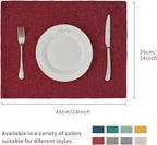 BALCONY & FALCON Placemats Set of 6 Faux Linen Cloth Place Mats Washable Waterproof Wrinkle Resistant Table Placemats for Dining Kitchen Farmhouse Indoor & Outdoor Use(Ruby Red, 13.8”x 17.7”
