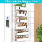 HuggieGems 6 Pack Magnetic Spice Storage Rack Organizer for Refrigerator and Oven, White Fridge Organizers and Storage