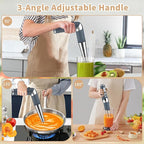 Toogel Cordless Immersion Blender, Electric Hand Blender with 21-Speed & 3-Angle Adjust, USB Rechargeable, BPA-Free & Dishwasher Safe for Baby Food, Smoothies, Soup (Grey)