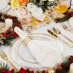 I00000 60 Pieces Gold Plastic Plates, Heavy Duty White and Gold Plastic Plates for 30 Guests Include: 30 Gold Rim Dinner Plates and 30 Gold Dessert Plates Perfect for Wedding, Party & Mother's Day