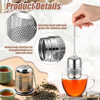 Umigy 4 Pcs Tea Infuser Strainers for Loose Tea with Scoop, Extra Fine Mesh Steeper 304 Stainless Steel Diffuser Leaf Holder with Extended Chain Hook for Brew, Spices, Seasoning (Stylish Style)