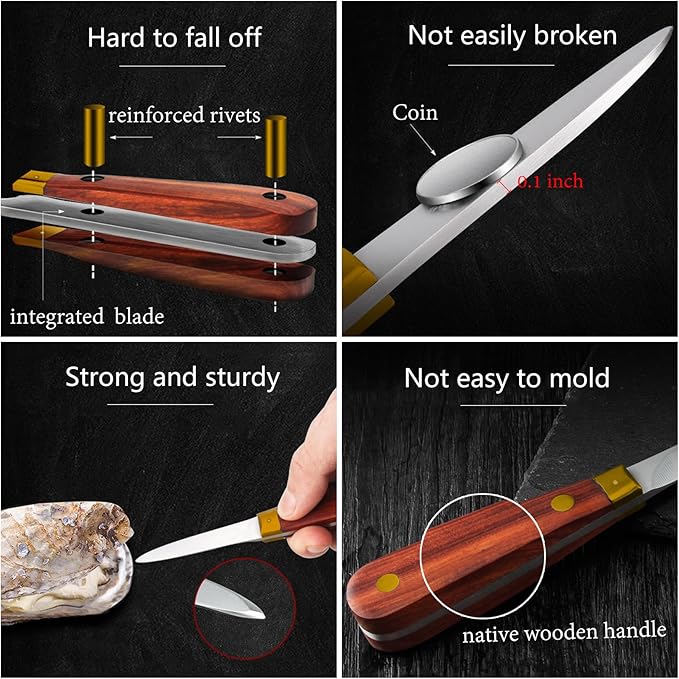 SPEENSUN Oyster Shucking Knife Set - 2 Knife and 1 Glove XL, Not Easy to Break or Bend, More Secure with Glove