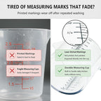 Laser-Etched Measuring Cup Set, 16 oz & 1 Cup Clear Plastic Liquid Measuring Cups, Permanent oz/cup/Tbsp/mL Markings, Food-Grade for Baking & Cooking
