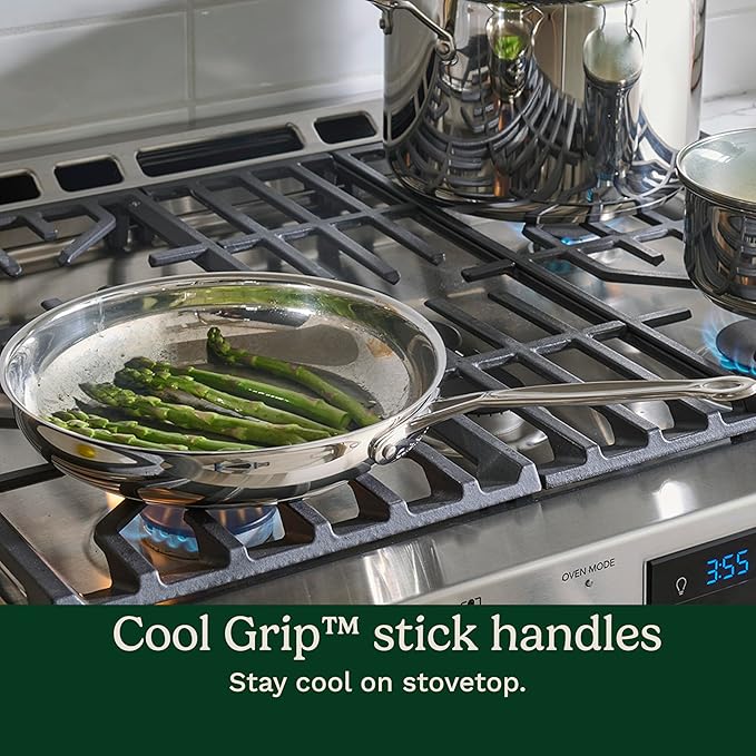 Cuisinart Chef’s Classic 11-Piece Stainless Steel Pots and Pans Set, Cookware Set Compatible with Induction, Electric, Gas Cooktops, Aluminum Core for Even Heat, Cool Grip Handles, Dishwasher Safe