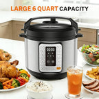 Simple Deluxe 6QT Electric Pressure Cooker, 16-in-1 & Non-Stick Stainless Steel Multi Cooker with 12 Presets for Slow Cook, Meat Stew, Steam, Sauté, Canning, Yogurt Maker, Dishwasher Safe, Silver