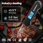 0.5 Sec Instant Read Meat Thermometer Digital with ±0.5℉ Precision, Food Thermometer for Cooking Kitchen Gadgets, Oven Grill Candy BBQ Essentials Accessories, Gifts for Him Dad Men Birthday, Black