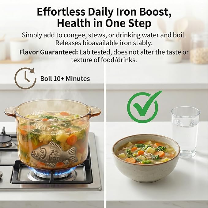 Iron Fish 2 Pack - Food-Grade Reusable Cooking Tool for Adding Natural Iron to Food & Water, Durable Chemical-Free Kitchen Accessory, Easy to Use for Vegans, Athletes, Pregnant Women & Familiesl