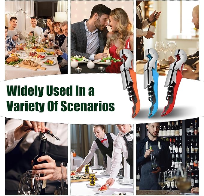 6 Pieces wine key wine opener Stainless wine bottle opener Fold Serrated Foil Cutter wine key for servers for Family, Company Party,Bars,Restaurants(6 Color)