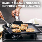 GreenPan Chatham Black Prime Midnight Hard Anodized Healthy Ceramic Nonstick, 11" Griddle Pan, PFAS-Free, Dishwasher Safe, Oven Safe, Black